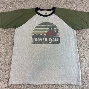 Hoover Dam Nevada Arizona Graphic Raglan T Shirt XL Desert Sunset Travel EUC